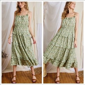 Floral Print Dress - Ruffle Edges Spaghetti Strap